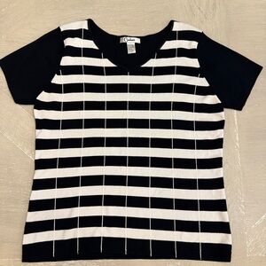 Carducci Striped V-Neck top, luxury material great for teachers or the office